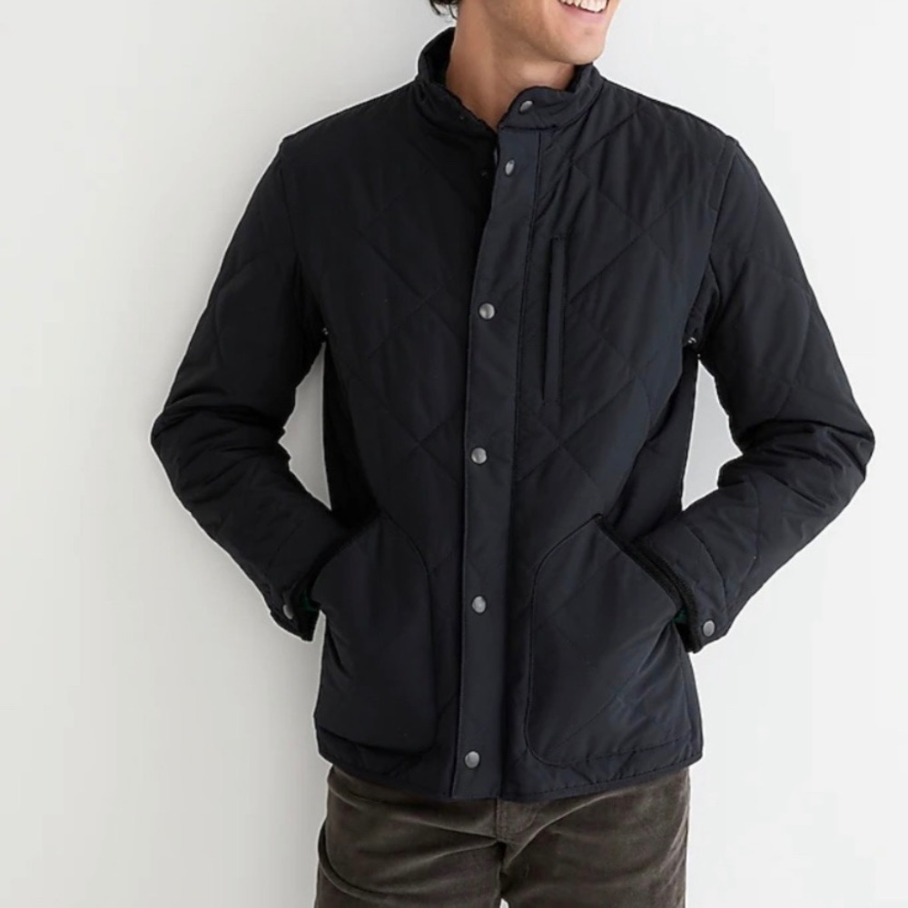 J Crew quilted Sussex jacket in black (L)